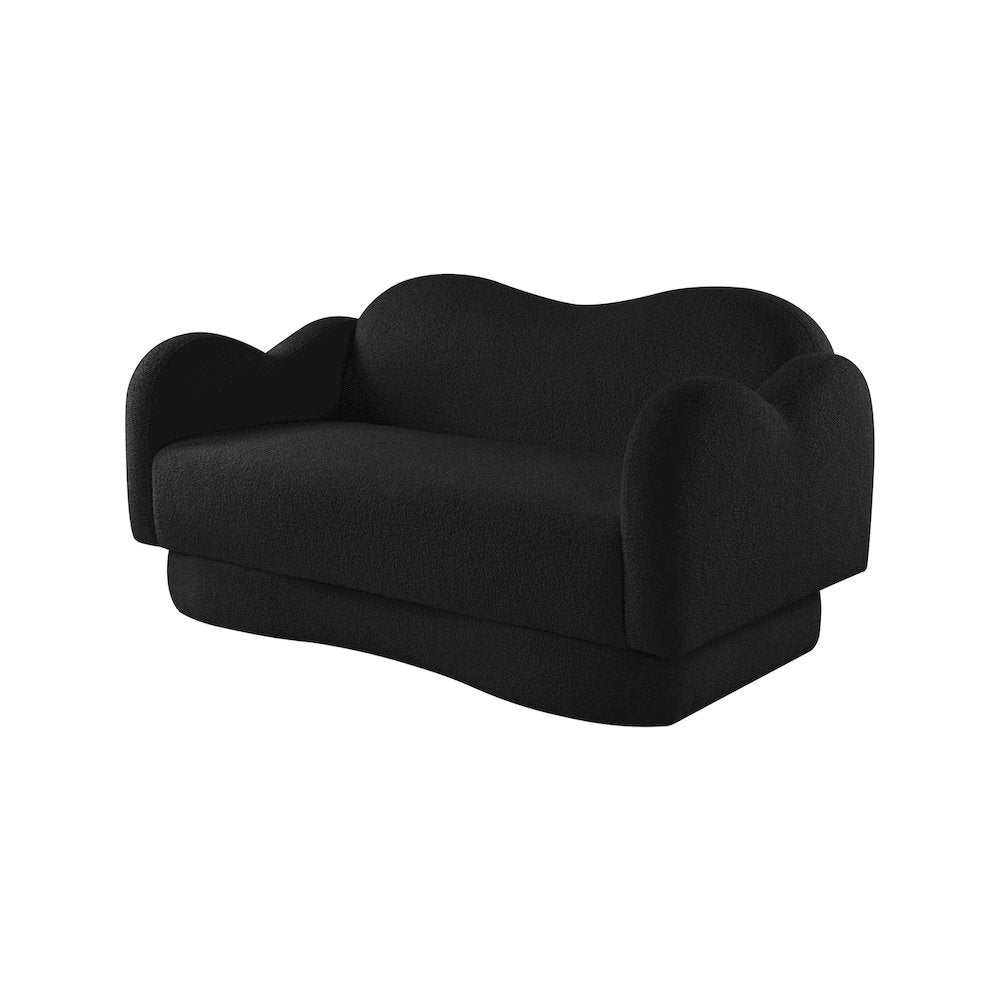 Bloom Black Teddy Fabric Loveseat