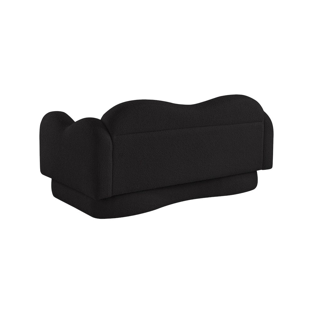 Bloom Black Teddy Fabric Loveseat
