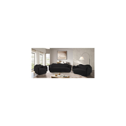 Bloom Black Teddy Fabric Loveseat