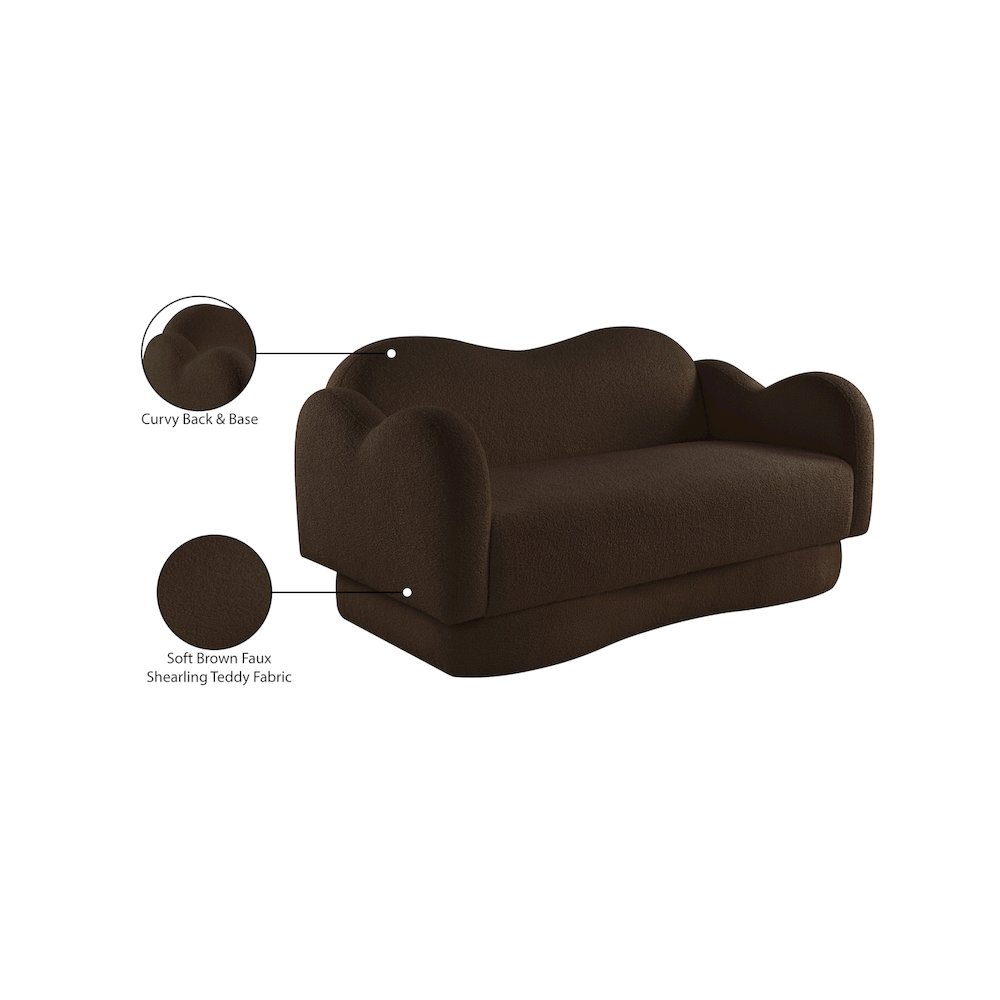 Bloom Brown Teddy Fabric Loveseat
