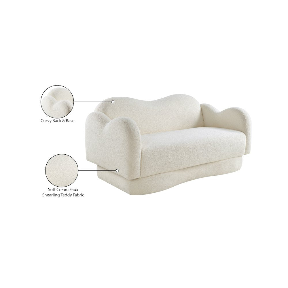 Bloom Cream Teddy Fabric Loveseat