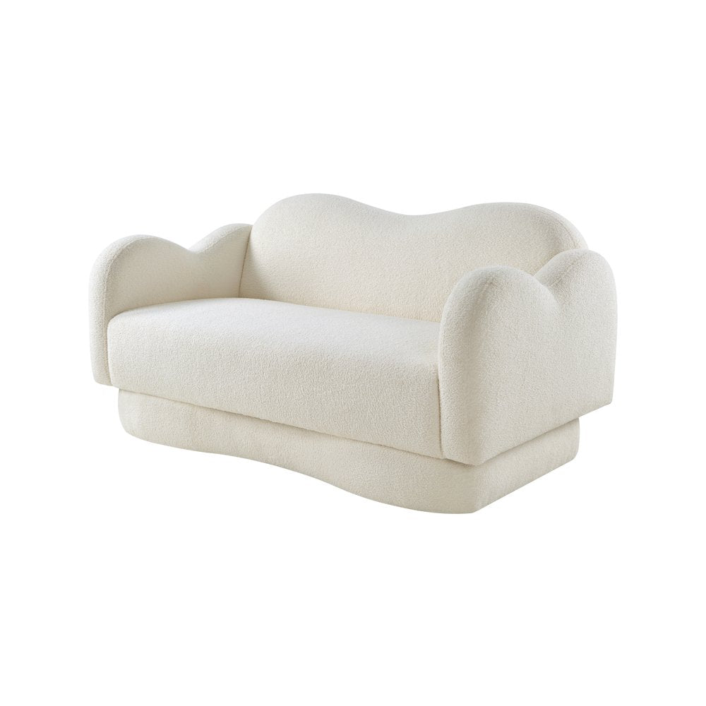 Bloom Cream Teddy Fabric Loveseat