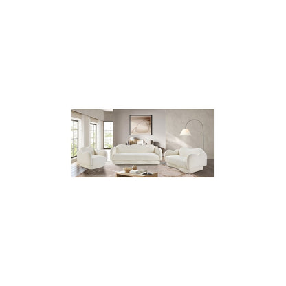 Bloom Cream Teddy Fabric Loveseat