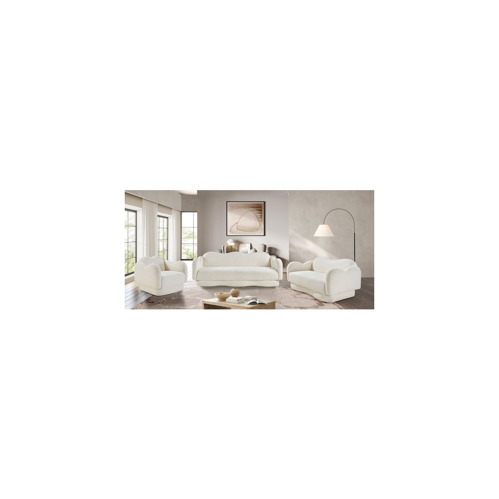 Bloom Cream Teddy Fabric Sofa