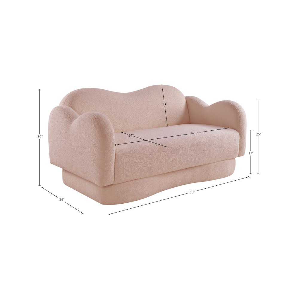 Bloom Pink Teddy Fabric Loveseat