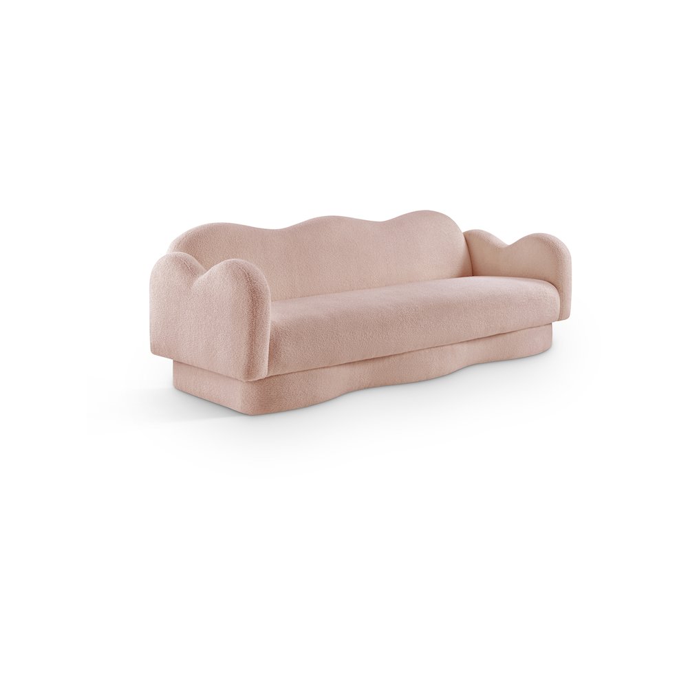 Bloom Pink Teddy Fabric Sofa