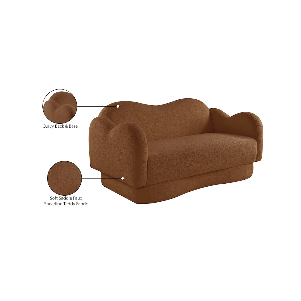 Bloom Saddle Teddy Fabric Loveseat