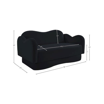 Bloom Black Velvet Loveseat