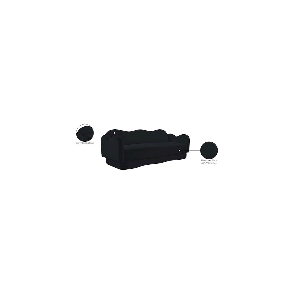 Bloom Black Velvet Sofa