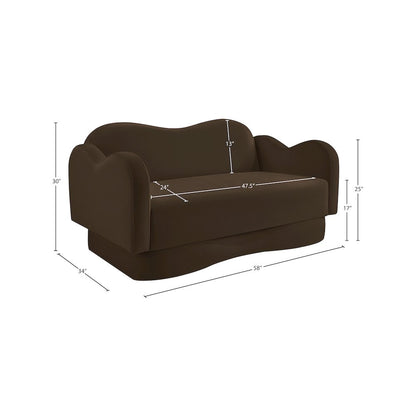 Bloom Brown Velvet Loveseat