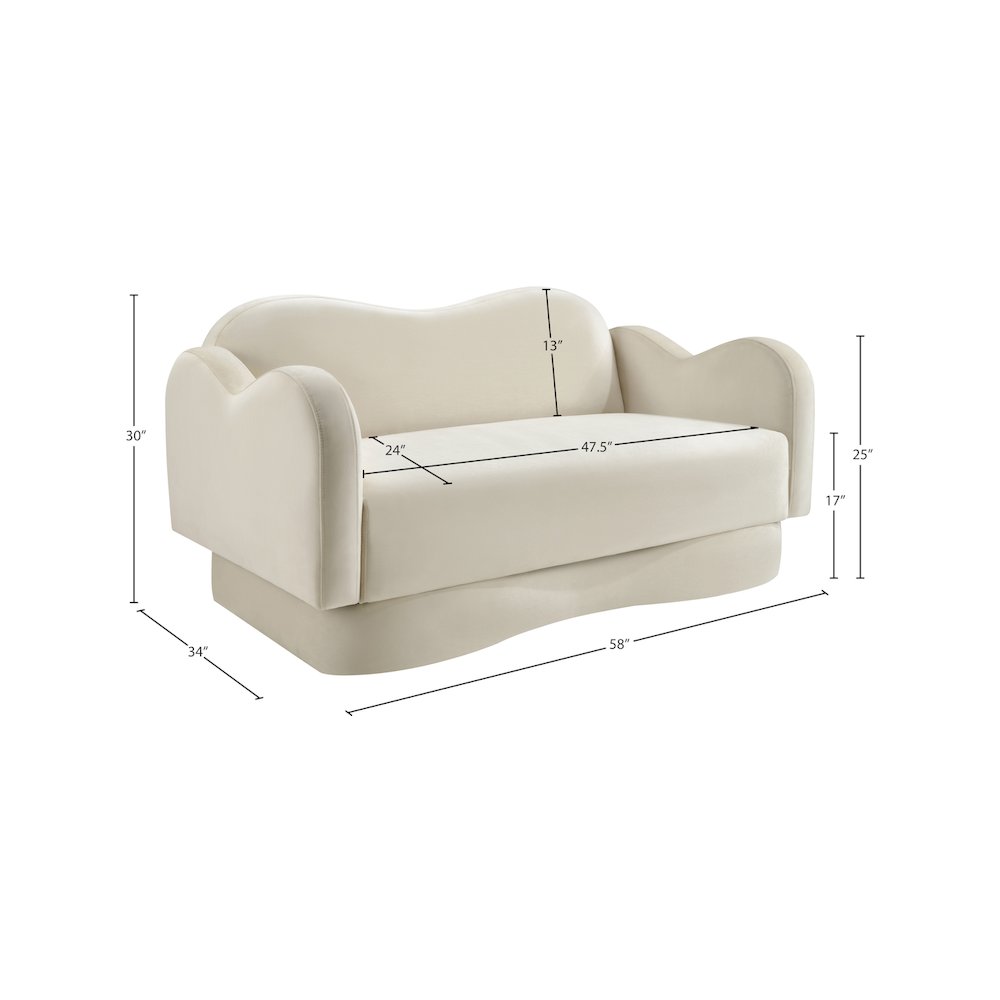 Bloom Cream Velvet Loveseat