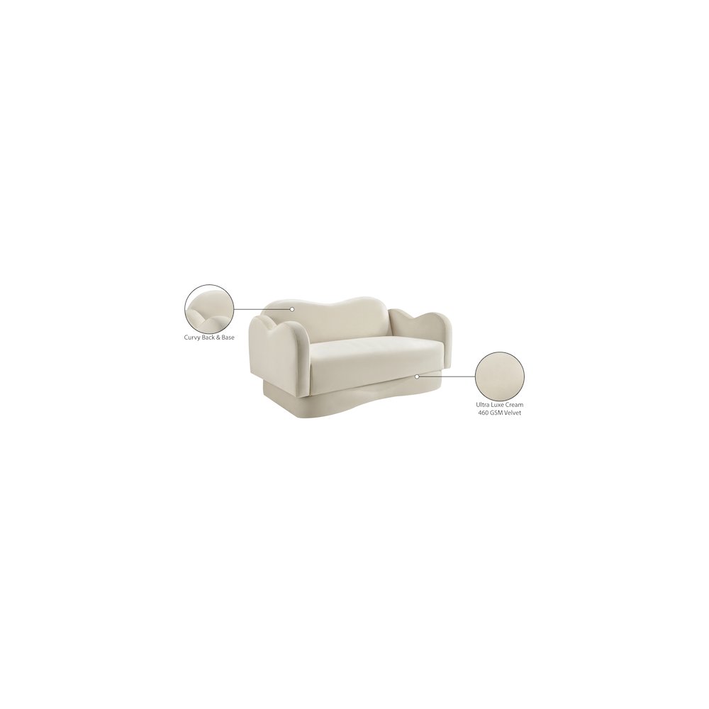 Bloom Cream Velvet Loveseat