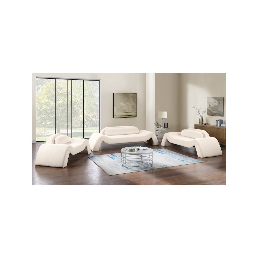 Austin Beige Corduroy Fabric Loveseat