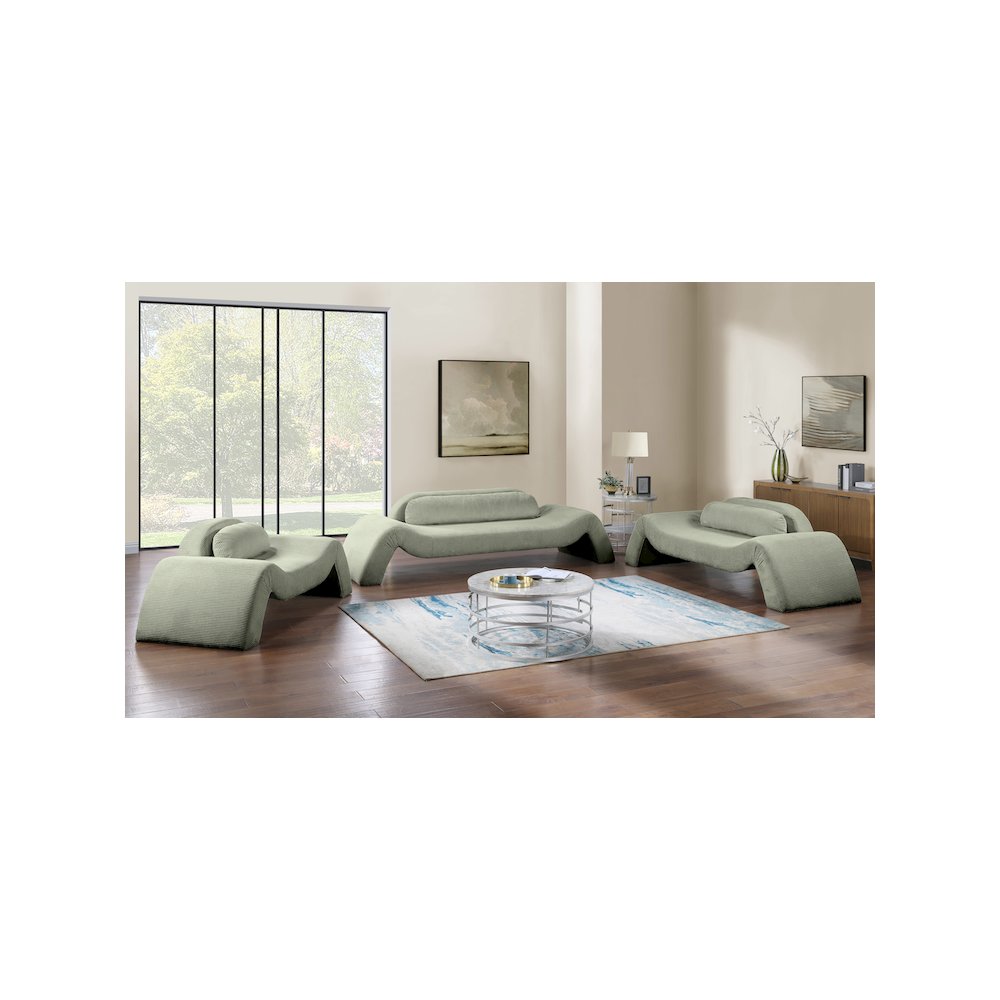 Austin Green Corduroy Fabric Loveseat