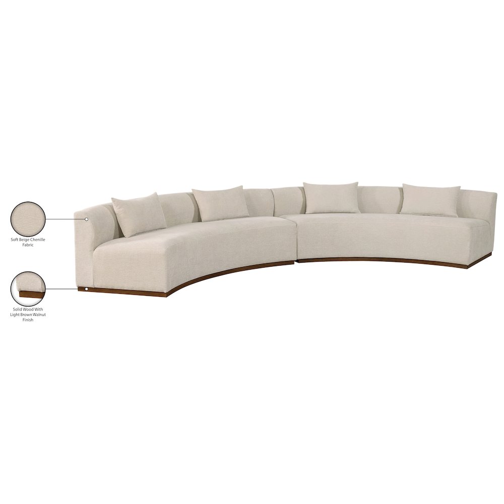 Avanti 182.5" Beige Chenille Fabric Upholstered 2pc. Modular Sectional