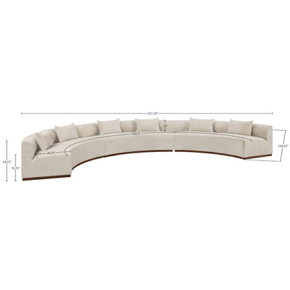 Avanti 221.25" Beige Chenille Fabric Upholstered 3pc. Modular Sectional