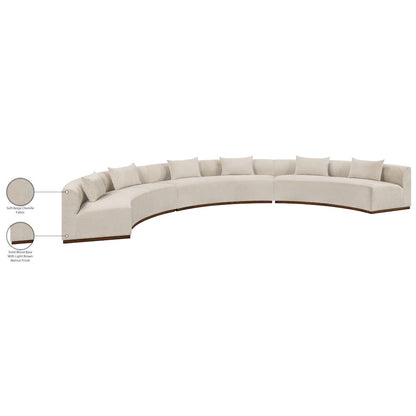 Avanti 221.25" Beige Chenille Fabric Upholstered 3pc. Modular Sectional