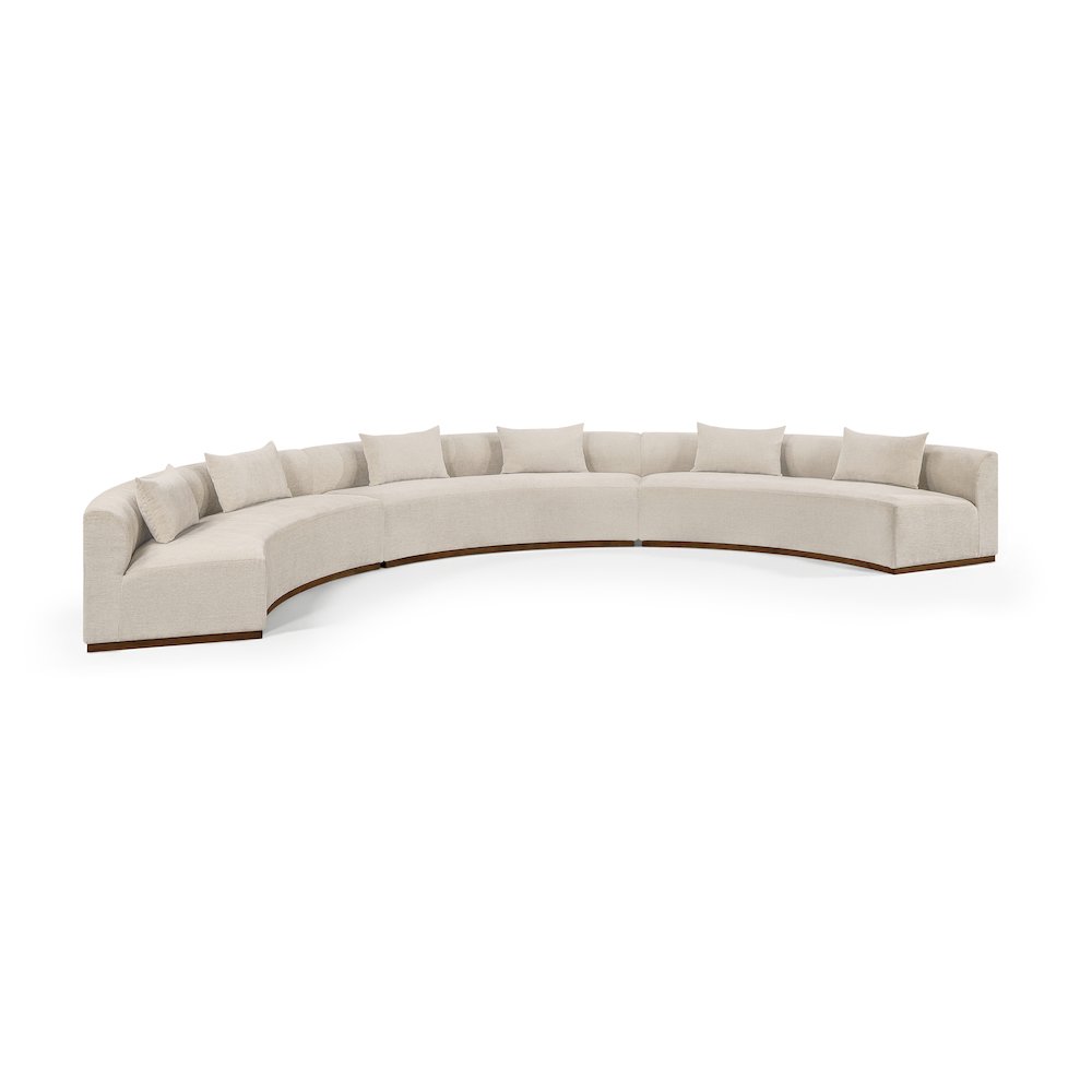 Avanti 221.25" Beige Chenille Fabric Upholstered 3pc. Modular Sectional