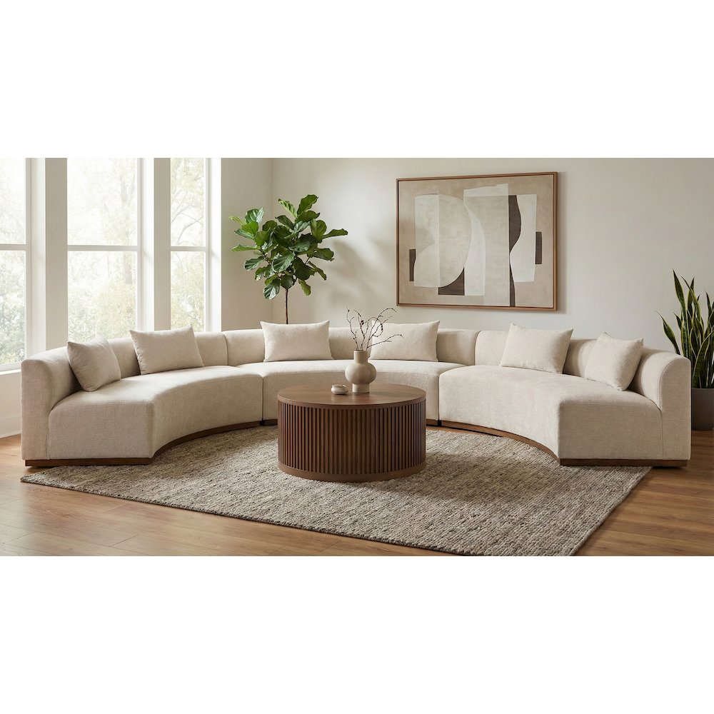 Avanti 221.25" Beige Chenille Fabric Upholstered 3pc. Modular Sectional