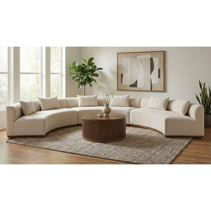 Avanti 221.25" Beige Chenille Fabric Upholstered 3pc. Modular Sectional