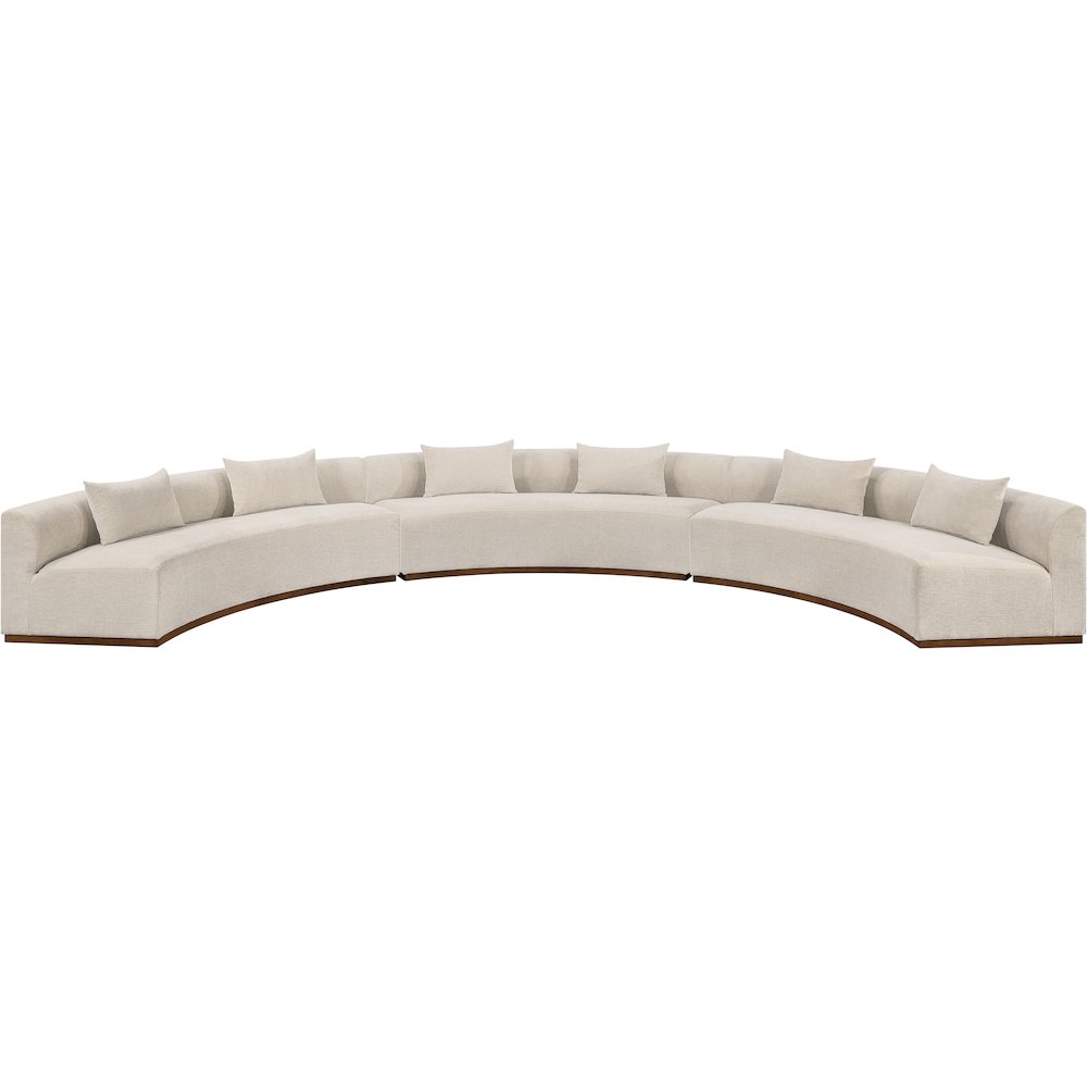 Avanti 221.25" Beige Chenille Fabric Upholstered 3pc. Modular Sectional