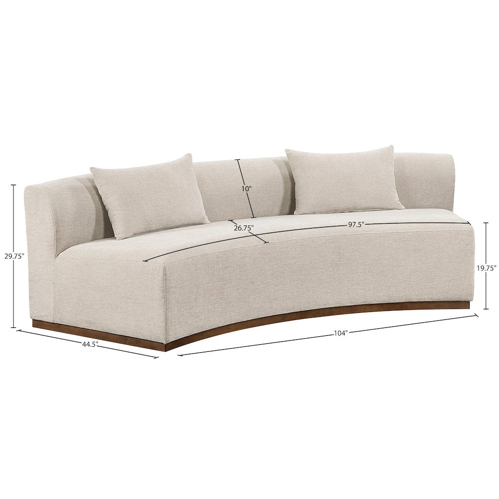 Avanti 104" Beige Chenille Fabric Upholstered Sofa