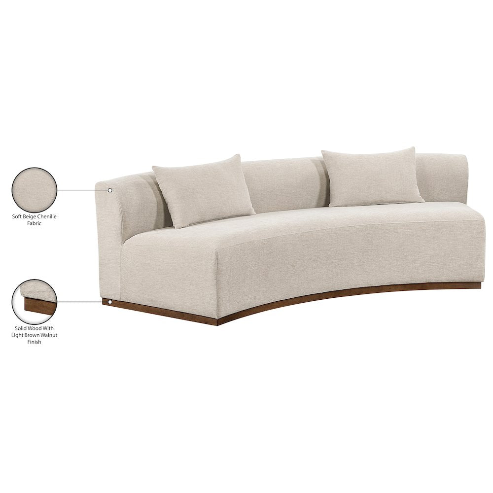 Avanti 104" Beige Chenille Fabric Upholstered Sofa