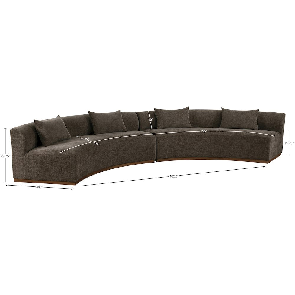 Avanti 182.5" Brown Chenille Fabric Upholstered 2pc. Modular Sectional
