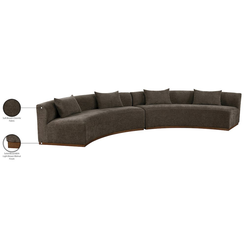 Avanti 182.5" Brown Chenille Fabric Upholstered 2pc. Modular Sectional