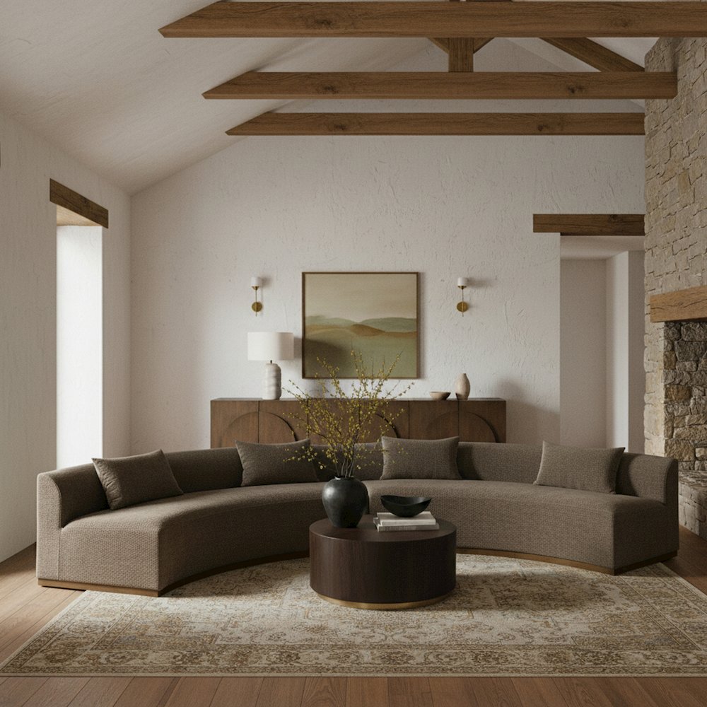 Avanti 182.5" Brown Chenille Fabric Upholstered 2pc. Modular Sectional