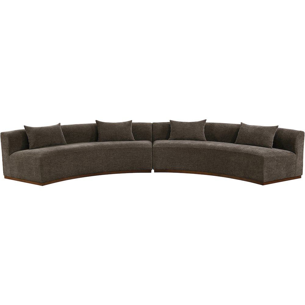 Avanti 182.5" Brown Chenille Fabric Upholstered 2pc. Modular Sectional