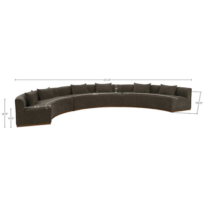 Avanti 221.25" Brown Chenille Fabric Upholstered 3pc. Modular Sectional