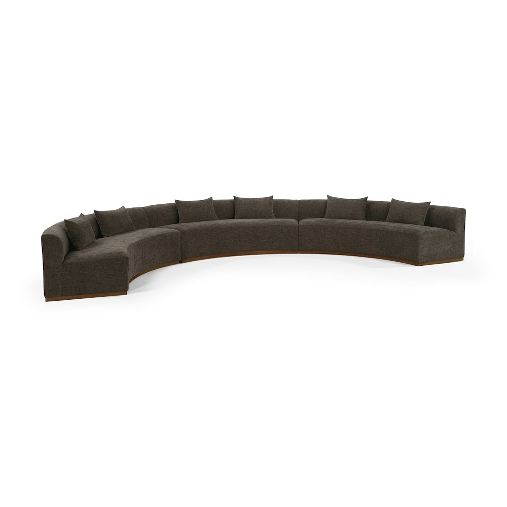 Avanti 221.25" Brown Chenille Fabric Upholstered 3pc. Modular Sectional