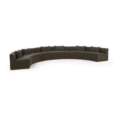Avanti 221.25" Brown Chenille Fabric Upholstered 3pc. Modular Sectional