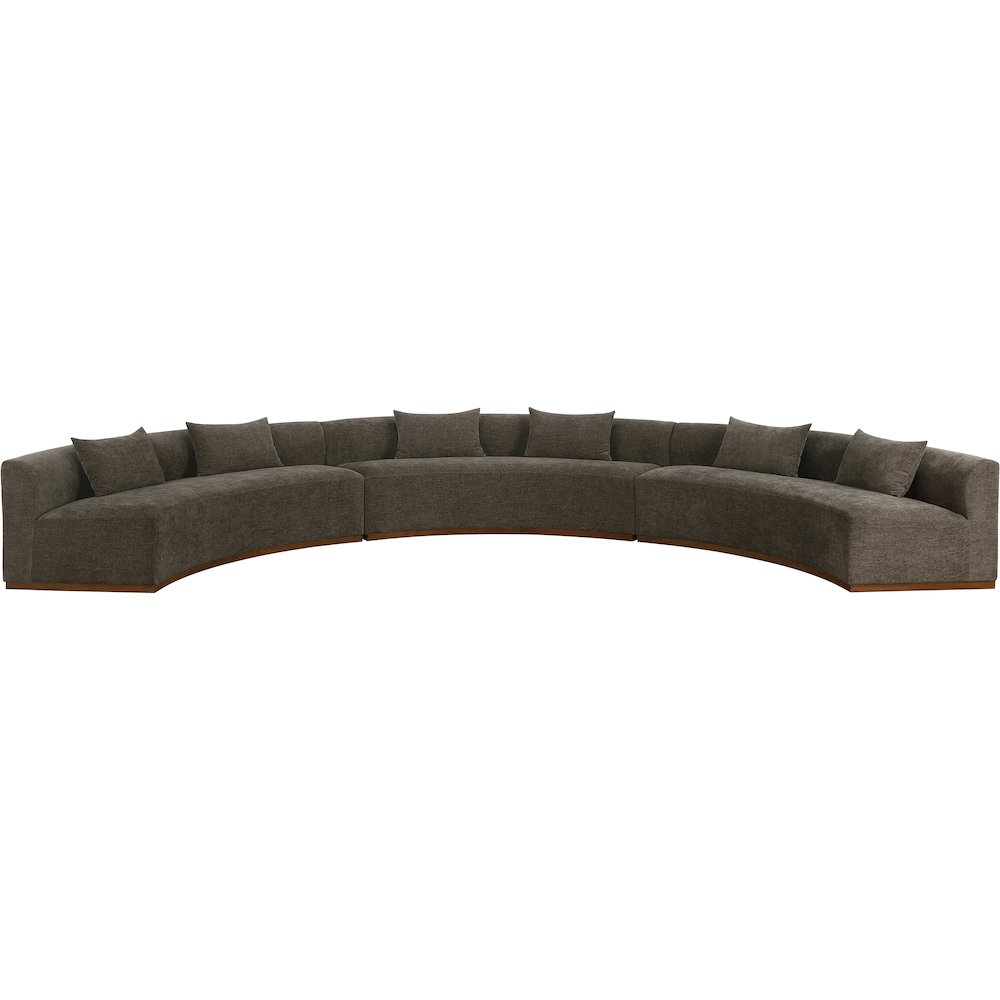 Avanti 221.25" Brown Chenille Fabric Upholstered 3pc. Modular Sectional