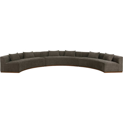 Avanti 221.25" Brown Chenille Fabric Upholstered 3pc. Modular Sectional