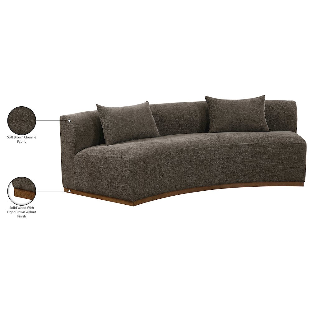 Avanti 104" Brown Chenille Fabric Upholstered Sofa