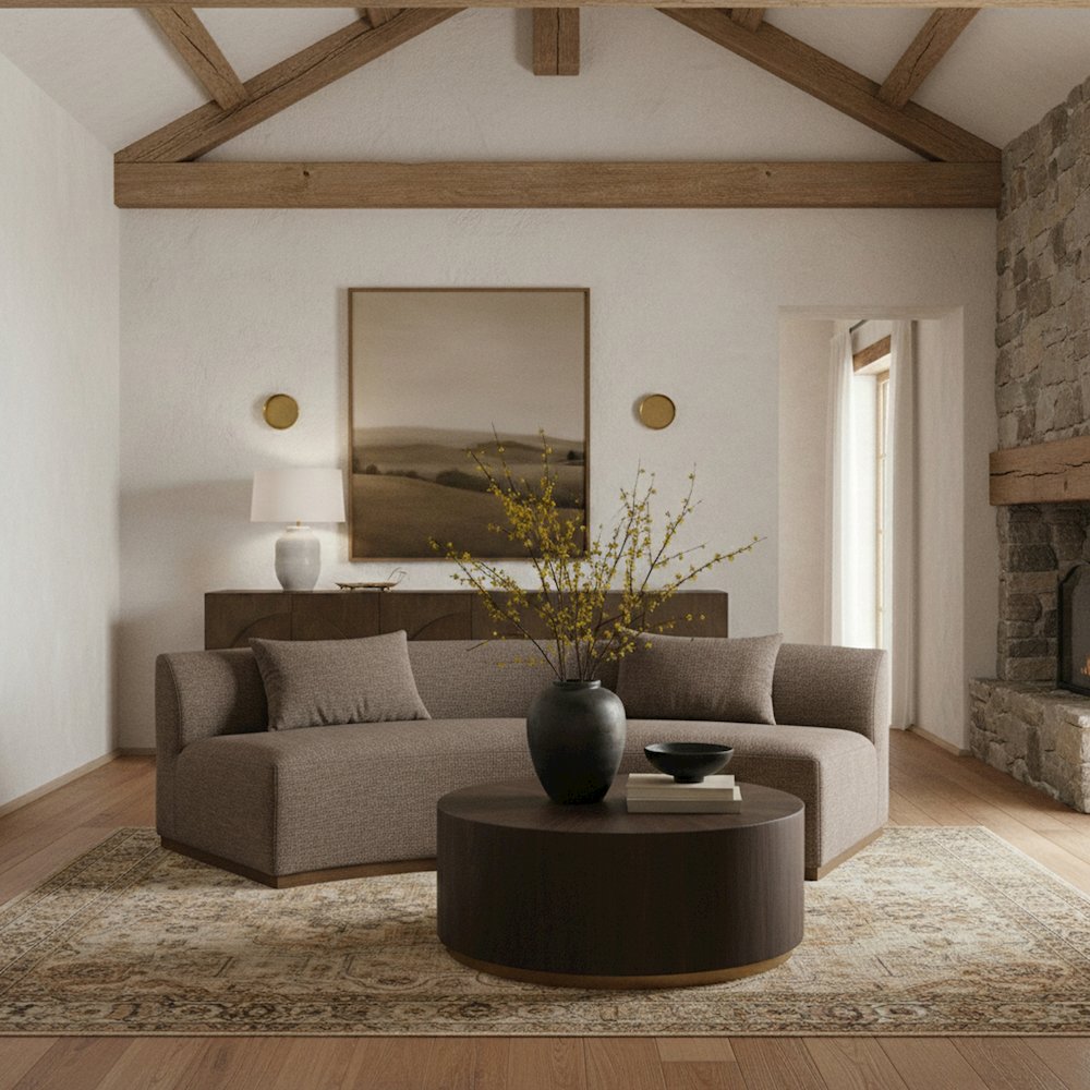 Avanti 104" Brown Chenille Fabric Upholstered Sofa