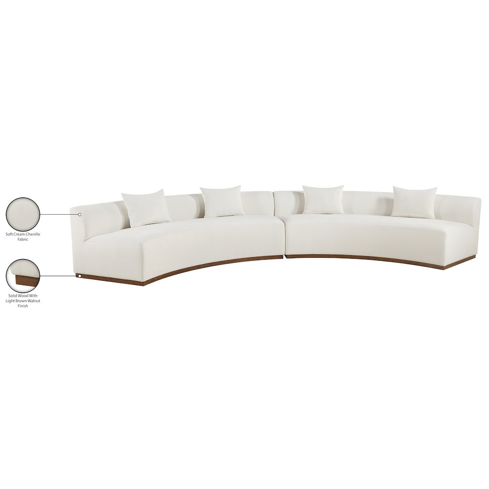 Avanti 182.5" Cream Chenille Fabric Upholstered 2pc. Modular Sectional