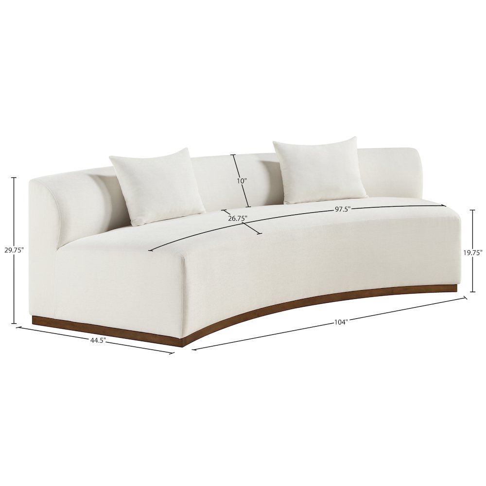 Avanti 104" Cream Chenille Fabric Upholstered Sofa