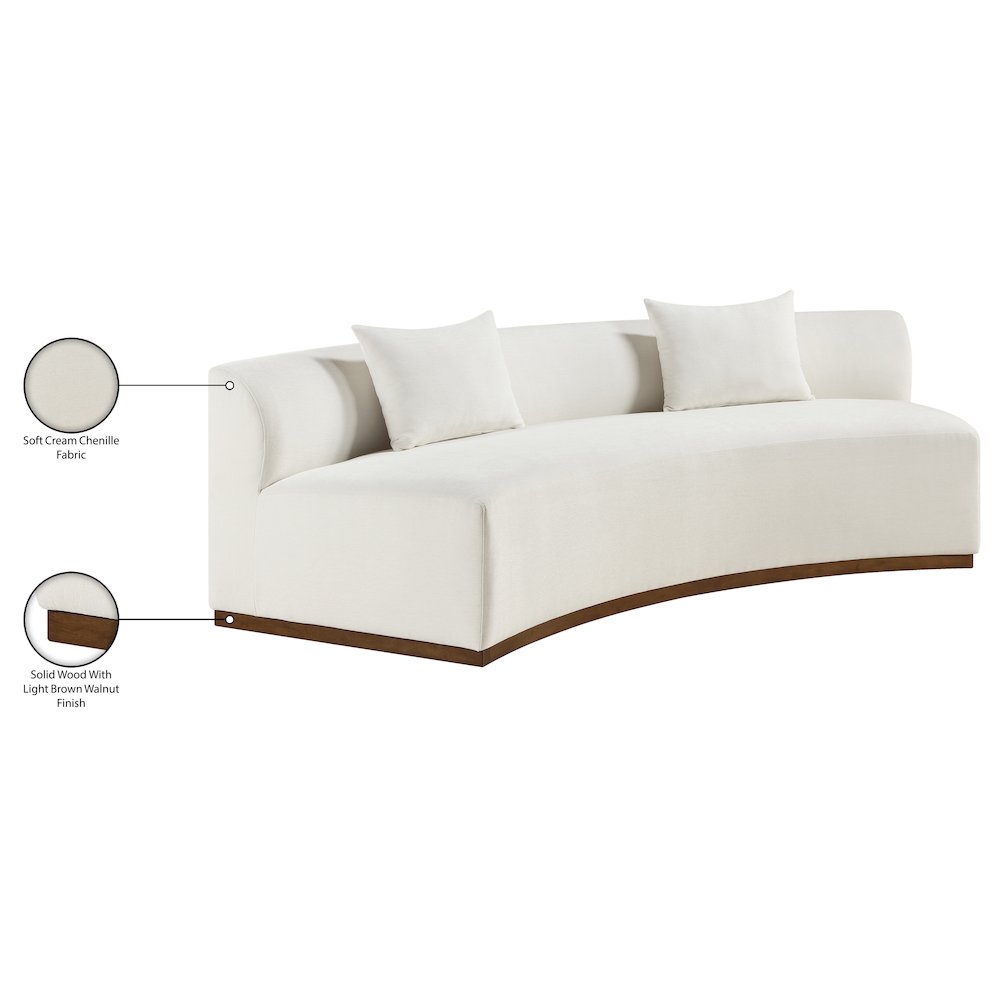 Avanti 104" Cream Chenille Fabric Upholstered Sofa