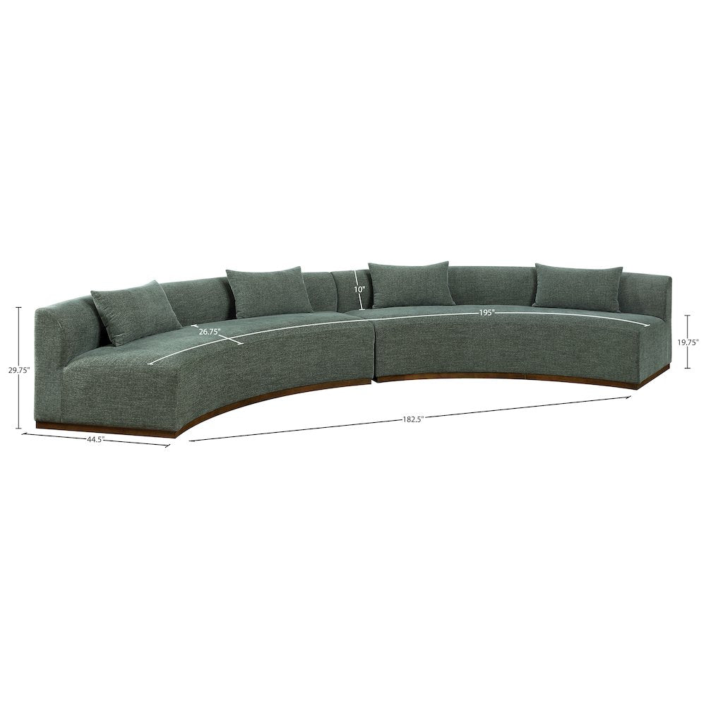 Avanti 182.5" Olive Chenille Fabric Upholstered 2pc. Modular Sectional