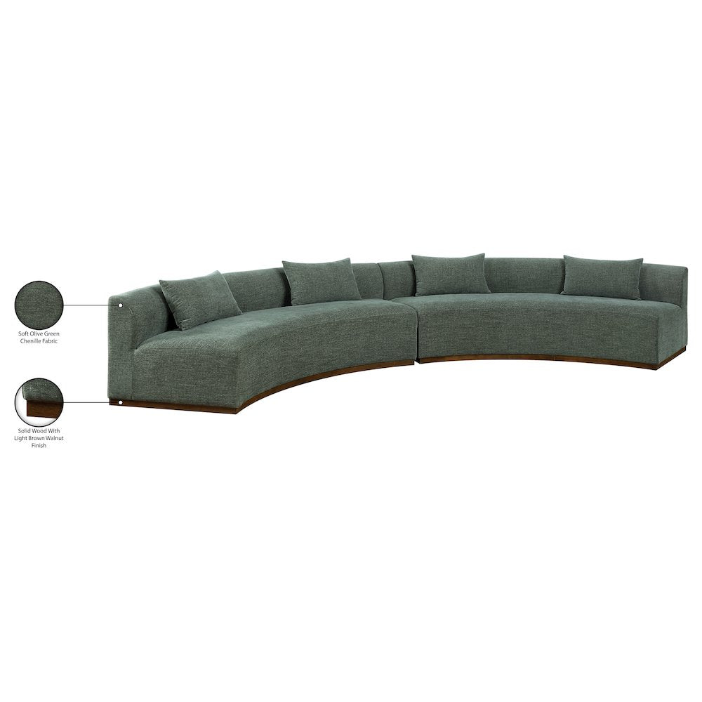 Avanti 182.5" Olive Chenille Fabric Upholstered 2pc. Modular Sectional