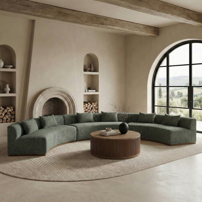 Avanti 221.25" Olive Chenille Fabric Upholstered 3pc. Modular Sectional
