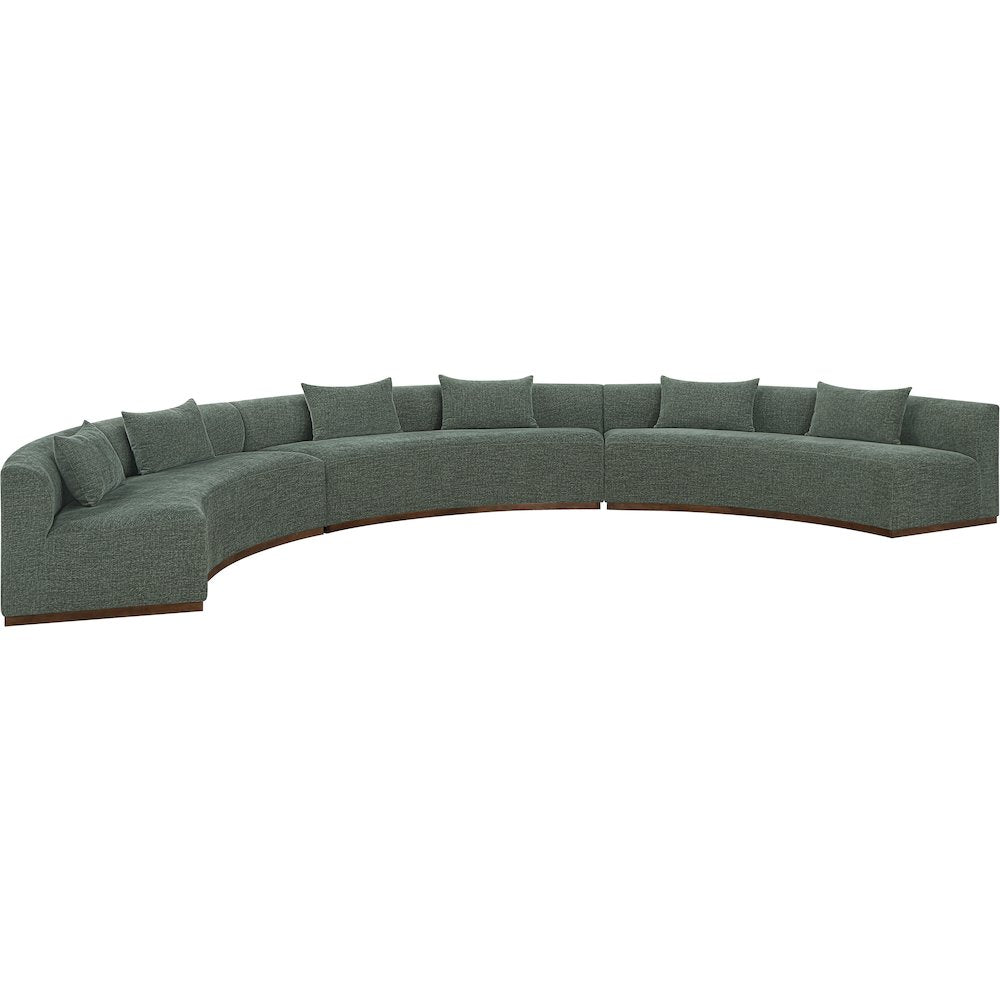 Avanti 221.25" Olive Chenille Fabric Upholstered 3pc. Modular Sectional