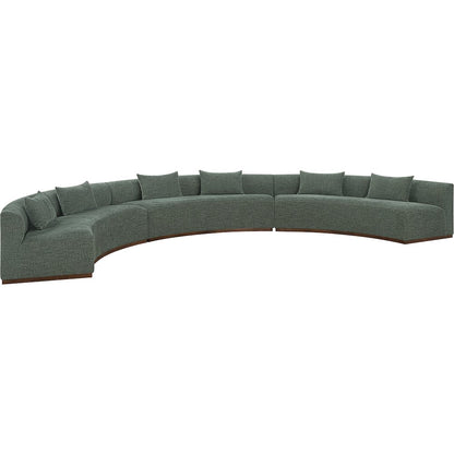 Avanti 221.25" Olive Chenille Fabric Upholstered 3pc. Modular Sectional