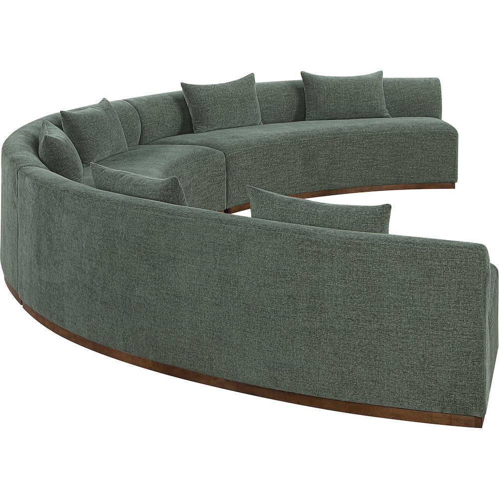 Avanti 221.25" Olive Chenille Fabric Upholstered 3pc. Modular Sectional