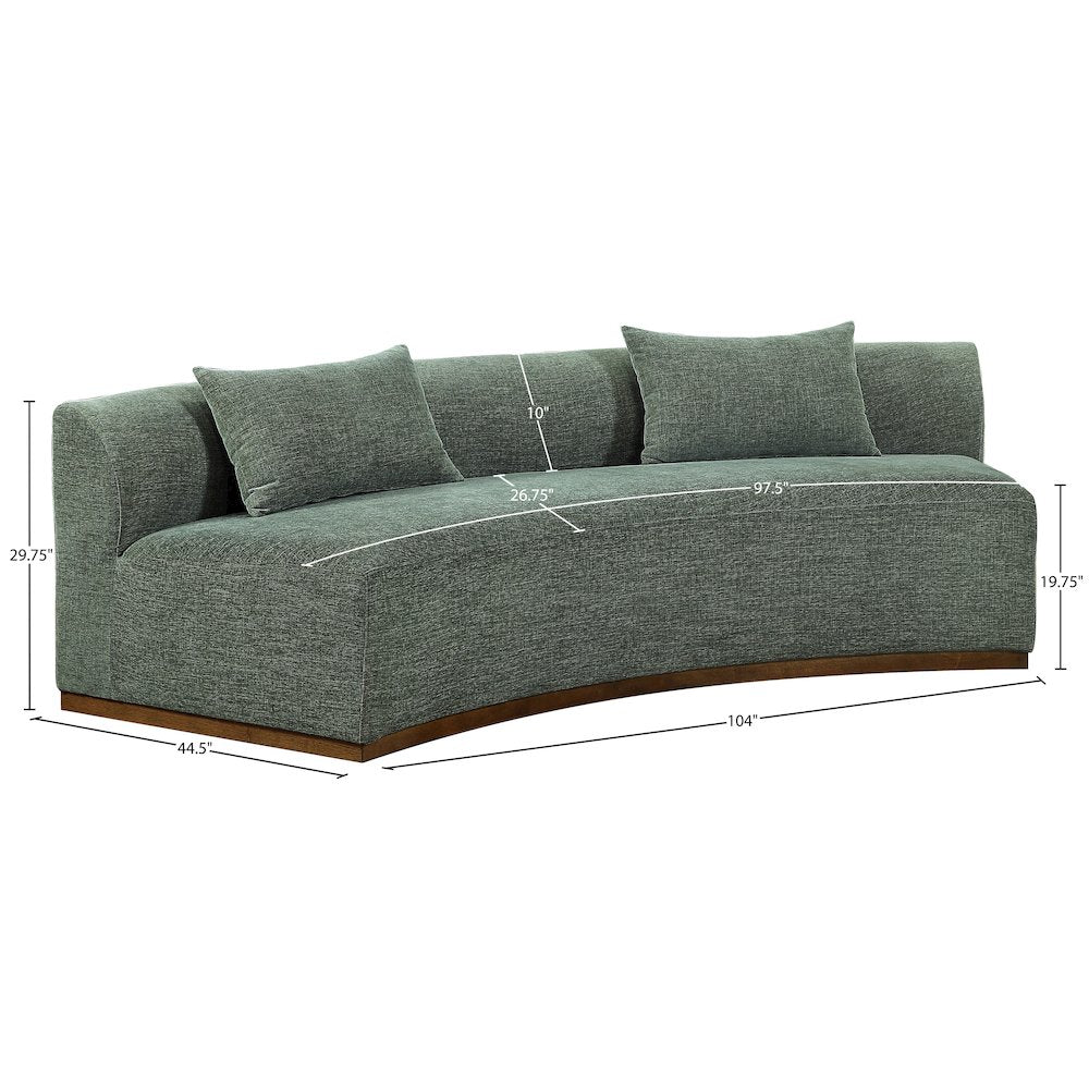 Avanti 104" Olive Chenille Fabric Upholstered Sofa