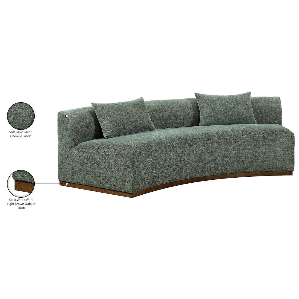 Avanti 104" Olive Chenille Fabric Upholstered Sofa