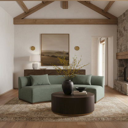 Avanti 104" Olive Chenille Fabric Upholstered Sofa